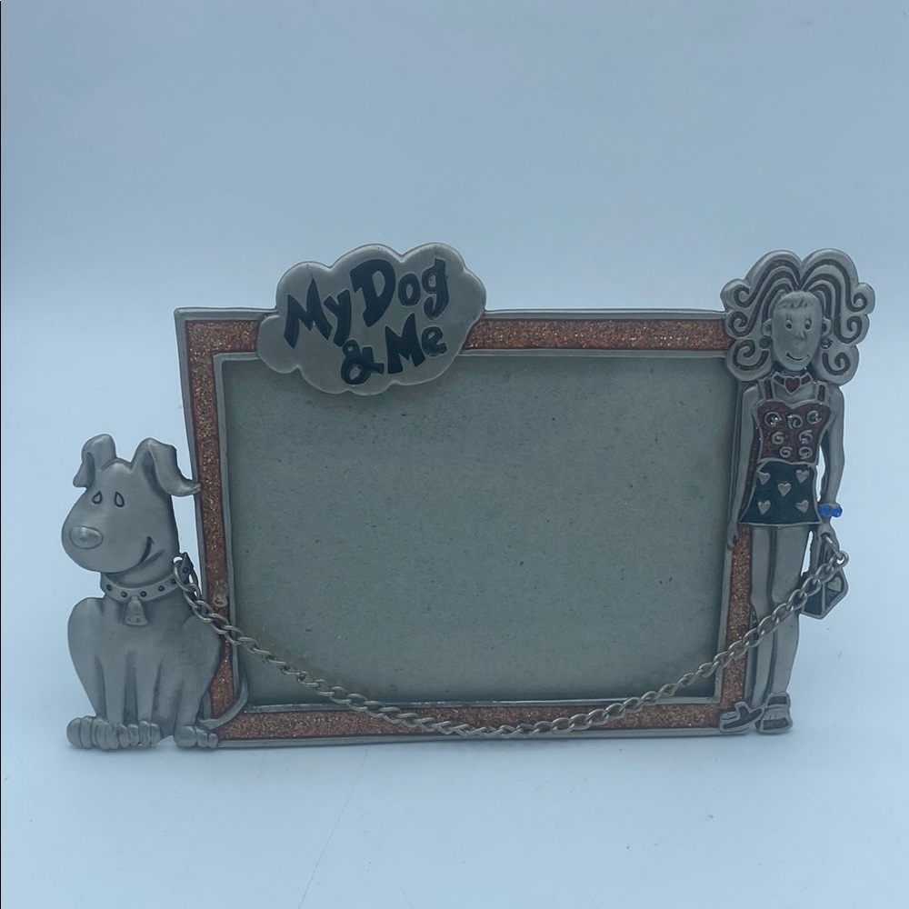 My Dog & Me Silver tone metal  Dog Picture photo Frame hold 3x4” picture